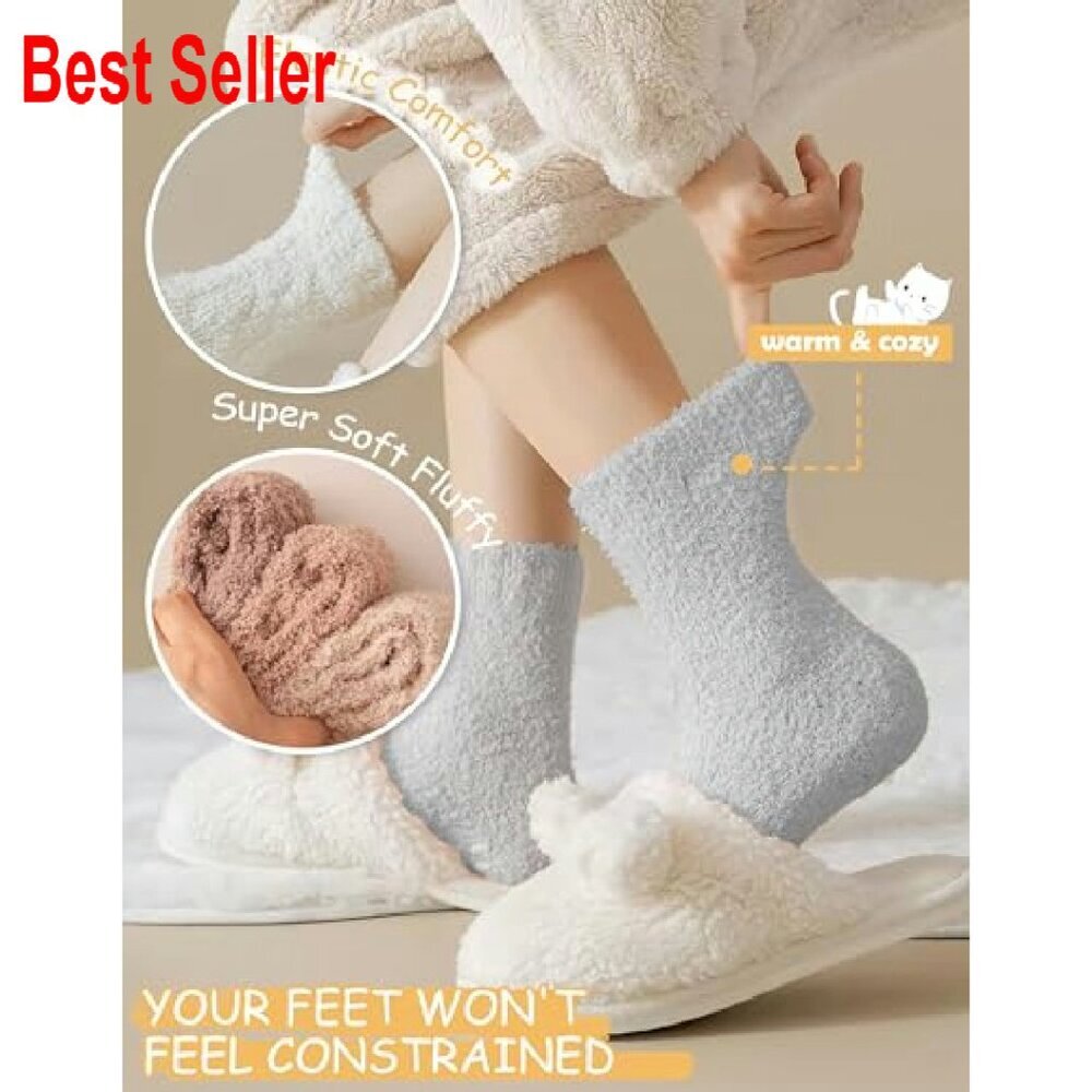 Cozy Fuzzy Socks Plush Winter Sleep Slipper Socks Soft Warm Calf Length - Picture 5 of 8